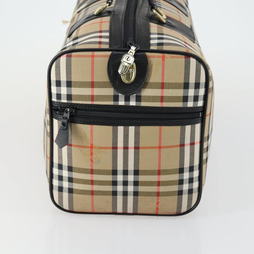 Burberrys Nova Check Boston Bag Canvas Beige Gold Auth 155390 - Picture 4 of 16